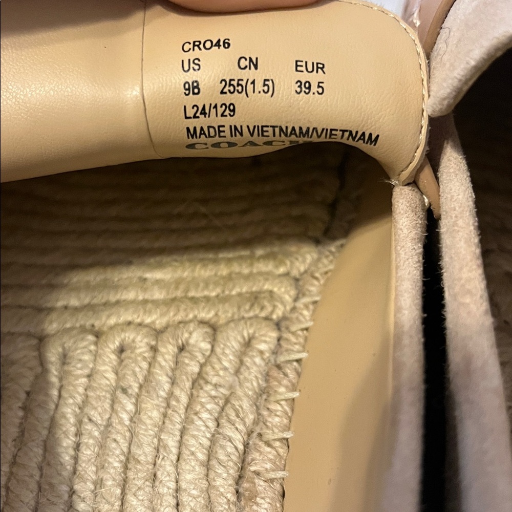 Coach Women's Camilla Espadrilles Beige Suede Loafers with Logo Accent size 9 - Picture 7 of 8